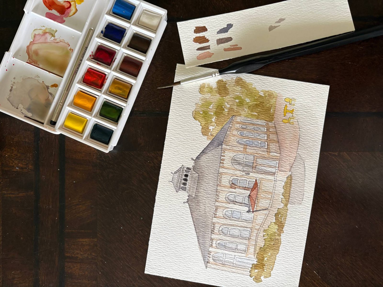 Watercolor of a historic building